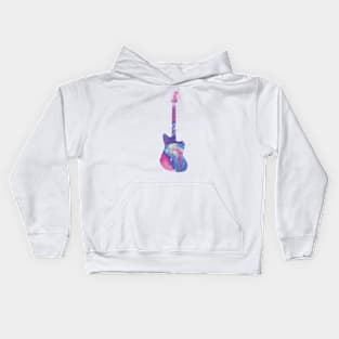 Offset Style Electric Guitar Watercolor Texture Kids Hoodie